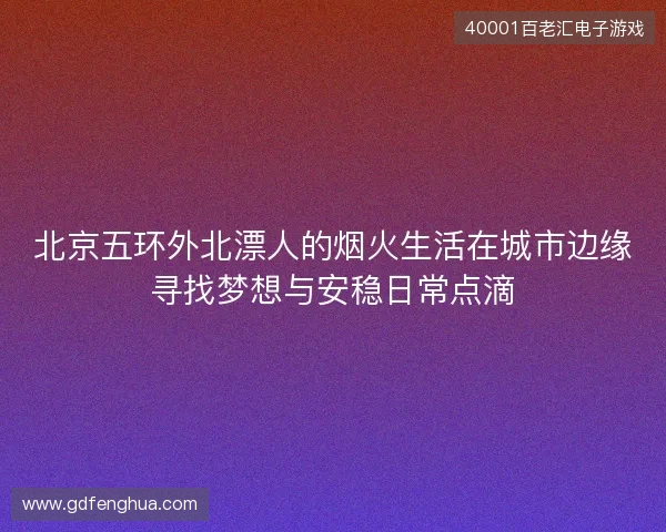北京五环外北漂人的烟火生活在城市边缘寻找梦想与安稳日常点滴 北京五环外北漂人的烟火生活在城市边缘寻找梦想与安稳日常点滴